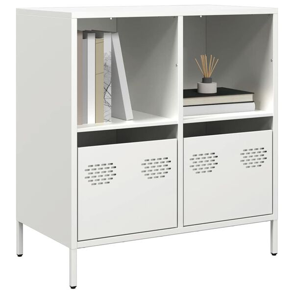 vidaXL Credenza Bianca 68x39x73,5 cm in Acciaio Laminato a Freddo