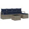 vidaXL Set di divani con cuscino Grigio e Blu Navy polyrattan