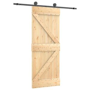 vidaXL Porta scorrevole Naturale e Nero 70 x 210 cm