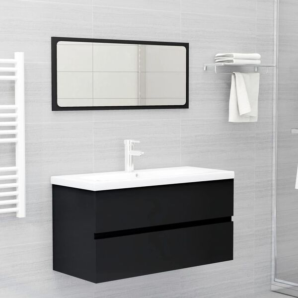 vidaXL Mobile con Lavabo Integrato Nero in Legno Multistrato