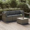 vidaXL Set Divani da Giardino 4 pz con Cuscini in Polyrattan Grigio