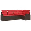vidaXL Set Divano da Giardino 5 pz Marrone polyrattan