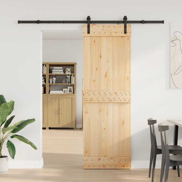 vidaXL Porta Scorrevole con Set Hardware 70x210 cm Legno Massello Pino