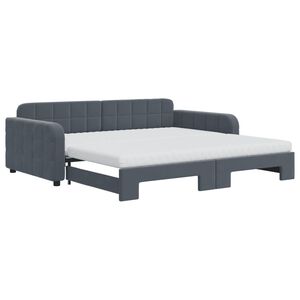 vidaXL Divano Letto Estraibile Materassi Grigio Scuro 100x200 Velluto