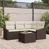 vidaXL Set di divani con cuscino 5 pcs Marrone polyrattan