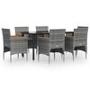 vidaXL Set da Pranzo da Giardino 7 pz con Cuscini Grigio e Nero