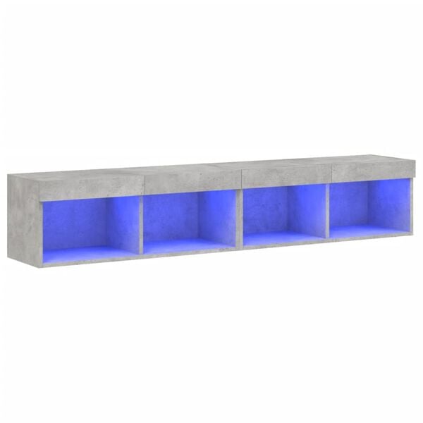 vidaXL Mobili TV con Luci LED 2pz Grigio Cemento 80x30x30 cm