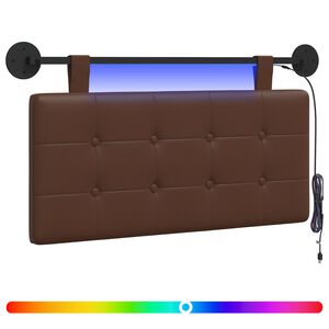 vidaXL Testiera sospesa Con luce LED Marrone Similpelle