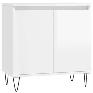 vidaXL Armadietto Bagno Bianco Lucido 58x33x60cm in Legno Multistrato