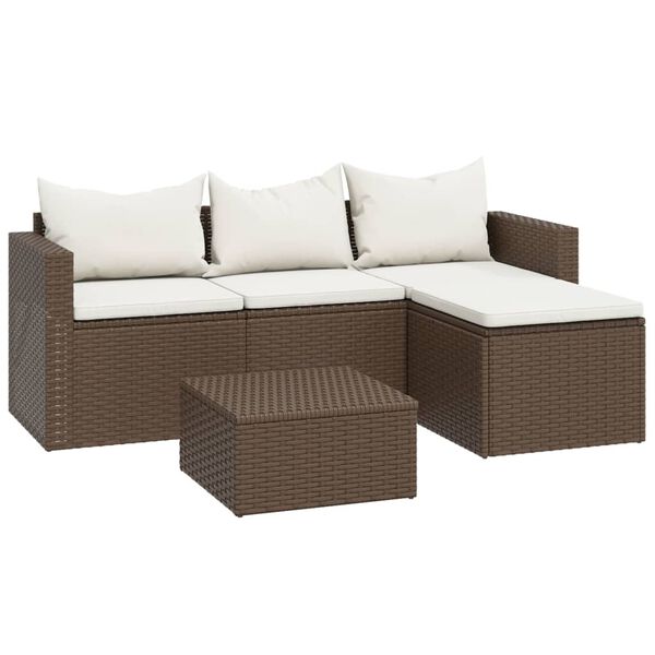vidaXL Set Mobili da Giardino Marrone in Polyrattan