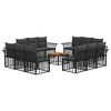 vidaXL Set di divani da esterno 13 pcs Nero e Grigio scuro Poliestere