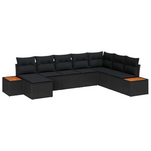 vidaXL Set Divano da Giardino con cuscino 9 pcs Nero Polyrattan
