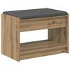 vidaXL Panca per scarpe con cuscino Rovere Artigianale 63 x 38 x 45 cm