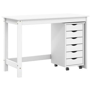 vidaXL Set scrivania e mobiletto su ruote MOSS 2 pz Bianco