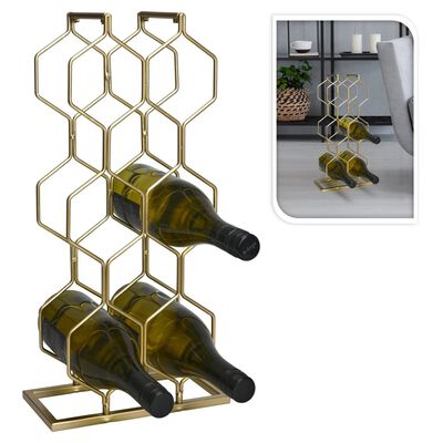 Home&Styling Portavini per 8 Bottiglie in Metallo Oro
