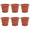 vidaXL Vasi per Piante 6 pcs Rosso Mattone &Oslash; 26 x 21.5 cm Plastica