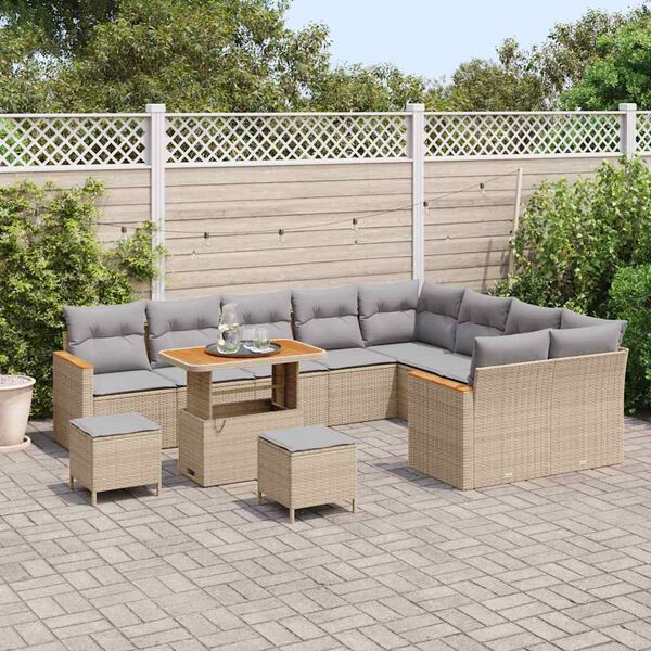 vidaXL Set Divano da Giardino 12 pcs Beige polyrattan