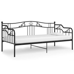 vidaXL Divano Letto Telaio Nero in Metallo 90x200 cm