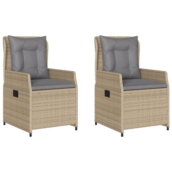vidaXL Sedie da Giardino Reclinabili 2 pz Beige Polyrattan
