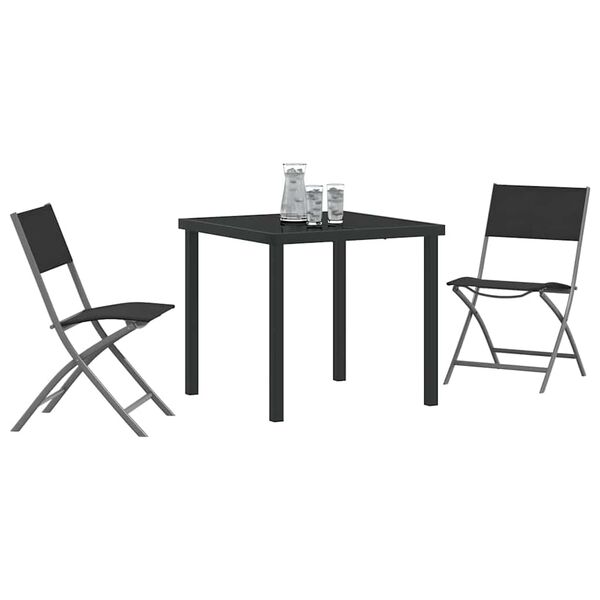 vidaXL Set da Pranzo per Giardino 3 pcs Nero
