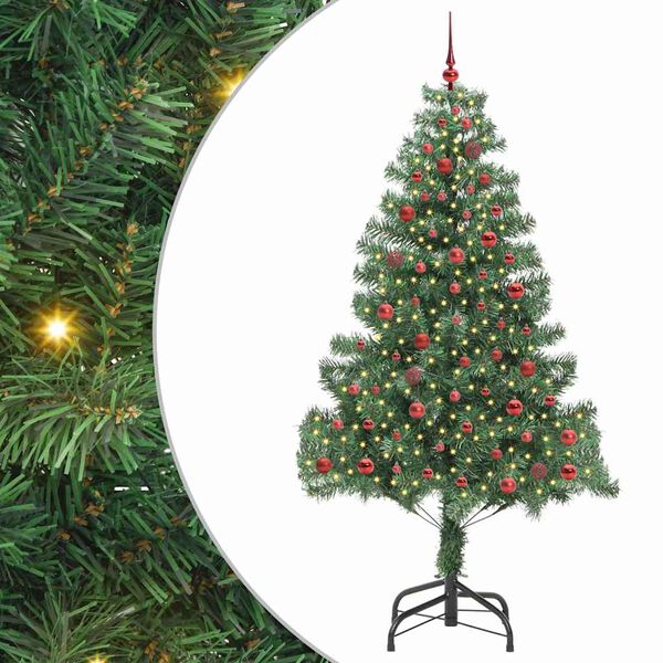 vidaXL Albero di Natale con 300 LED con supporto Verde 210 cm PVC