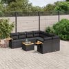 vidaXL Set Divani da Giardino 9 pz con Cuscini Nero in Polyrattan
