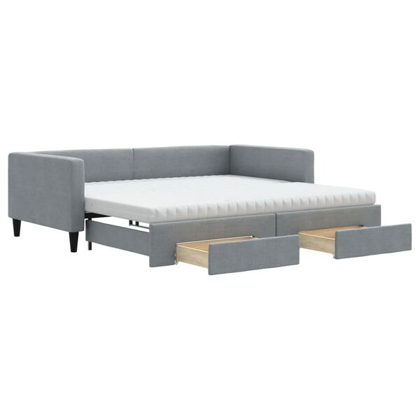 vidaXL Divano Letto Estraibile Cassetti Grigio Chiaro 100x200 Tessuto