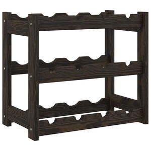 vidaXL Portabottiglie per 12 Bottiglie Nero Legno Massello di Pino