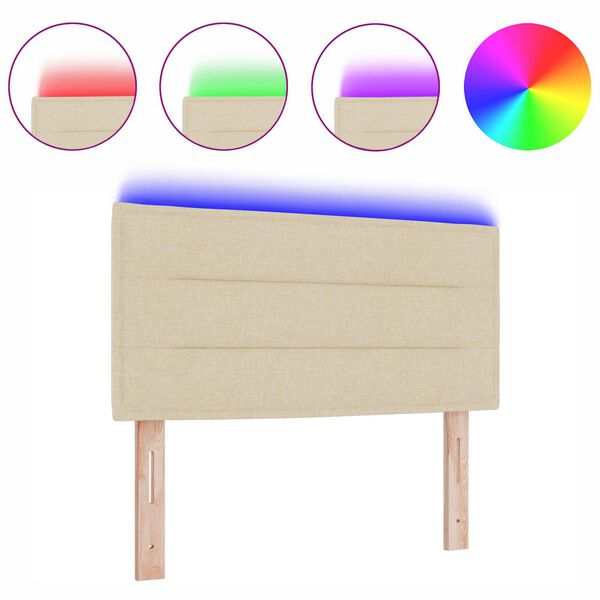 vidaXL Testiera LED con luci a strisce a LED Crema 80 cm Poliestere