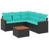 vidaXL Set Divani da Giardino 6 pz con Cuscini Nero in Polyrattan