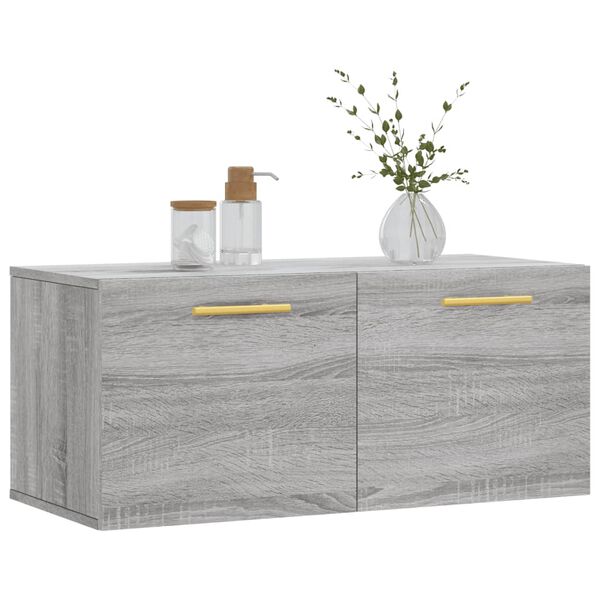 vidaXL Mobile a Parete Grigio Sonoma 80x36,5x35cm in Legno Multistrato