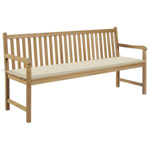 vidaXL Panca da Giardino con Cuscino Crema 175 cm in Legno di Teak