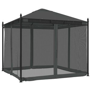 vidaXL Gazebo con Pareti in Rete Antracite 2,93x2,93 m in Acciaio