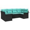 vidaXL Set Divano da Giardino con cuscino 6 pcs Nero Poly Rattan