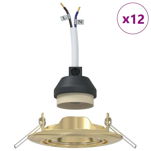 vidaXL Spotlight 12 pcs Oro 9 x 9 x 2.5 cm Metallo
