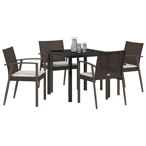 vidaXL Set da Pranzo per Giardino 5 pcs Marrone e Nero Rattan in PE