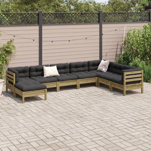 vidaXL Set Divani da Giardino 8pz con Cuscini Legno Impregnato di Pino