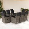 vidaXL Set da Pranzo da Giardino 9 pz con Cuscini in Polyrattan Grigio