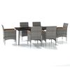 vidaXL Set da Pranzo da Giardino 7 pz con Cuscini Grigio e Nero