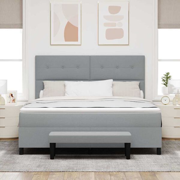 vidaXL Letto a molle con materasso Grigio chiaro 180 x 200 cm Tessuto