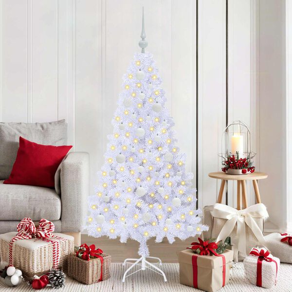 vidaXL Albero di Natale artificiale Bianco 150 cm PVC e Acciaio
