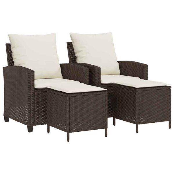 vidaXL Set Divano da Giardino 4 pz con Cuscini Marrone in Polyrattan