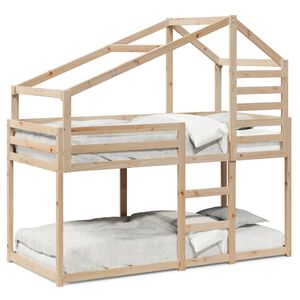 vidaXL Letto a Castello con Tetto 75x190 cm in Legno Massello di Pino