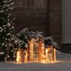 vidaXL Decorazione Scatola Regalo con 60 LED 3 pcs 20 x 20 x 20 cm PET