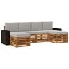 vidaXL Set di divani da esterno 6 pz Naturale e Grigio Chiaro
