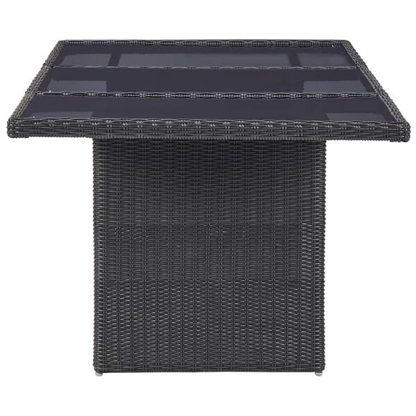 vidaXL Tavolo da Giardino Nero 200x100x74 cm in Vetro e Polyrattan