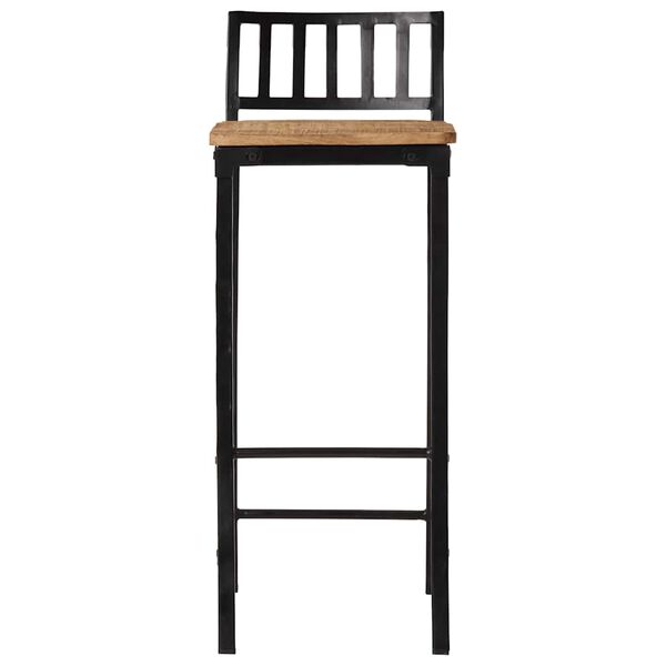 vidaXL Set Bar 3pz Legno Massello Mango Grezzo e Metallo