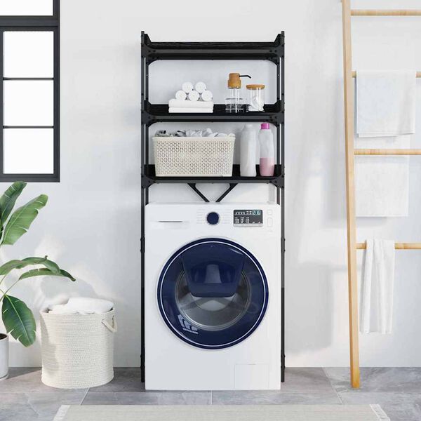 vidaXL Mensola per lavatrice Rovere Nero 67 x 25 x 163 cm