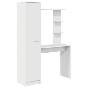 vidaXL Scrivania con lo scaffale con archiviazione 2 pz Bianco