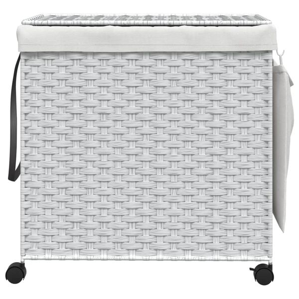 vidaXL Cesto Portabiancheria con Ruote Bianco 60x35x60,5 cm Rattan